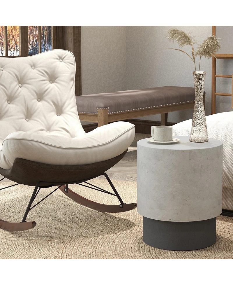 Homcom Concrete Finish Accent Table, Round Side Table,