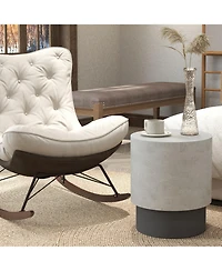 Homcom Concrete Finish Accent Table, Round Side Table,