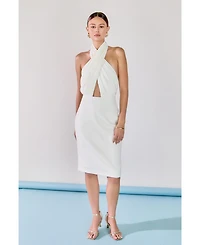 endless rose Women's Draped Halter Midi Dress