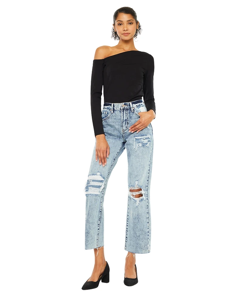 KanCan Women's Chesney High-Rise Straight Jeans