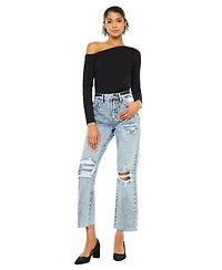 KanCan Women's Chesney High-Rise Straight Jeans