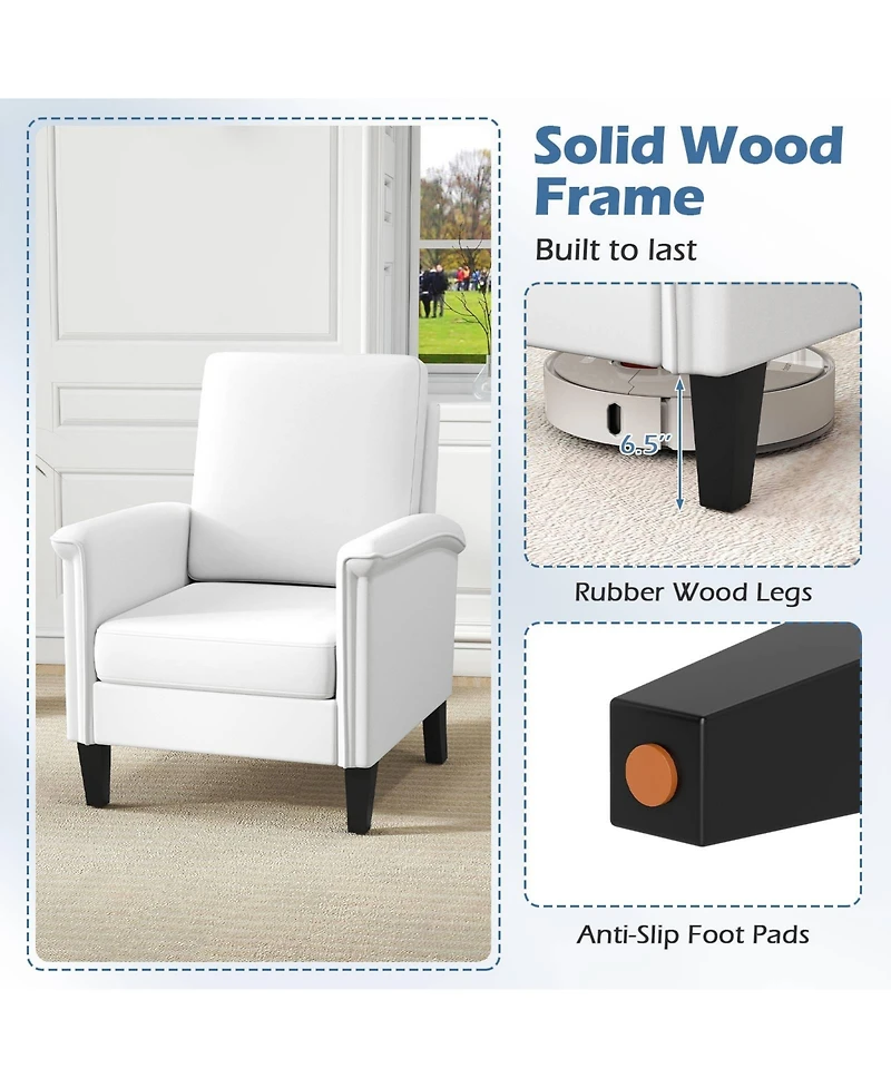 Slickblue Farmhouse Floral Armchair with High Back and Solid Wood Legs Accent Chair Design