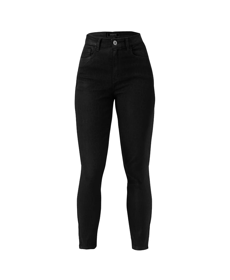 Ivonne Women's Skinny Jeans with Button and Patch Pockets