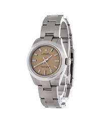 Pre-Owned Rolex Oyster Perpetual Beige Automatic Watch in Stainless Steel 28mm