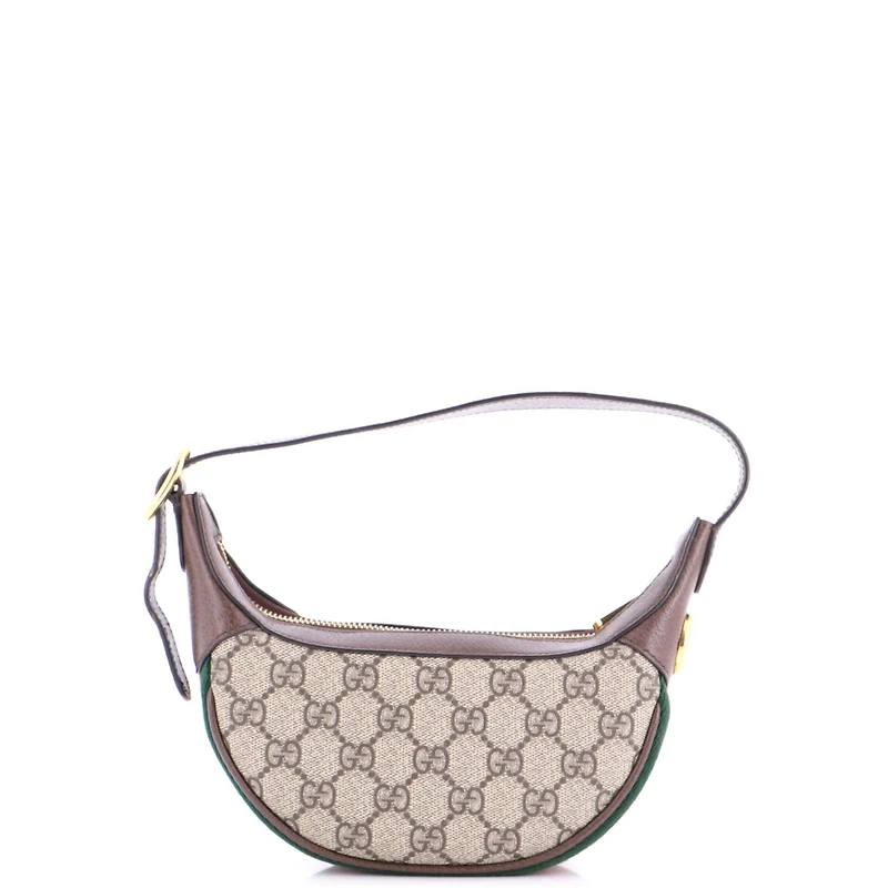 Pre-Owned Gucci Mini Ophidia Half Moon Bag Gg Coated Canvas