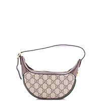 Pre-Owned Gucci Mini Ophidia Half Moon Bag Gg Coated Canvas