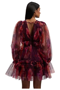 Karen Millen Women's Tulle Balloon Sleeve Mini Dress