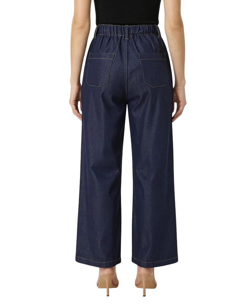 Modenaire Women's High Waist Pleated Wide Leg Pants