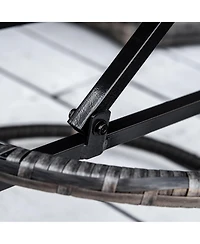 Outsunny 4pc Rattan Patio Furniture Set, Round Convertible Daybed or Sunbed, Adjustable Sun Canopy, Sectional Outdoor Sofa, 2 Chairs, Extending Tea Ta