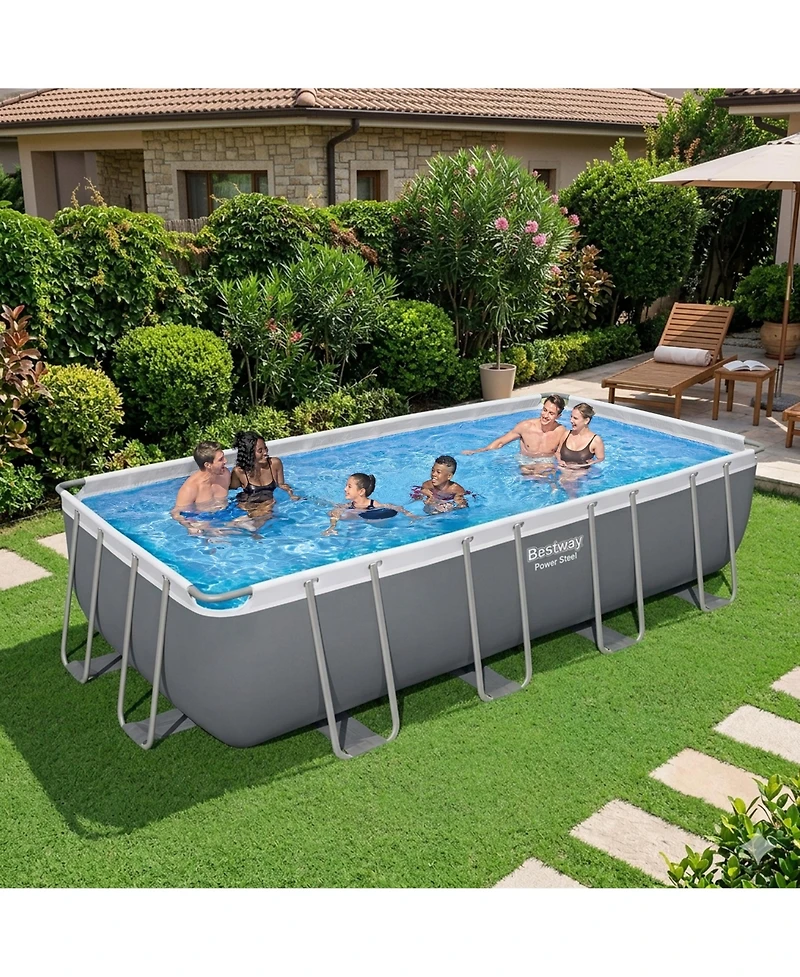 Bestway Power Steel 18' x 9' x 48" Rectangular Above Ground Swimming Pool Set
