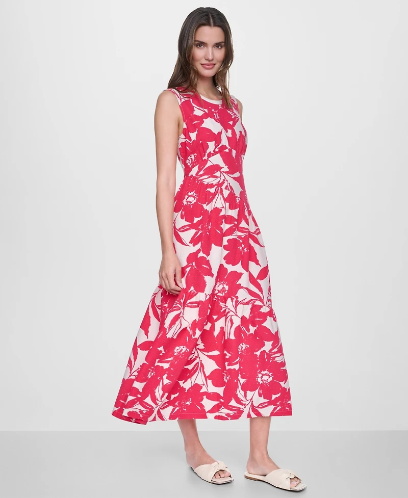Dkny Women's Sleeveless Printed Midi Dress
