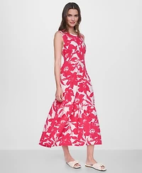 Dkny Women's Sleeveless Printed Midi Dress