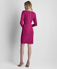 Dkny Women's Boat Neck Ruched Bodice Dress