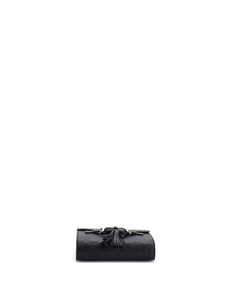 Pre-Owned Gucci Mini Emily Chain Flap Bag Guccissima Leather