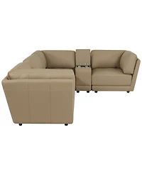 Versa 6-Pc. L-Shape Leather Sectional with 2 Consoles