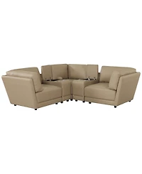 Versa 5-Pc. L-Shape Leather Sectional with 2 Consoles
