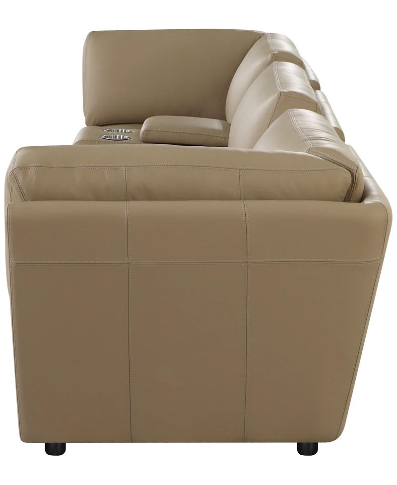 Versa 5-Pc. Leather Sofa with 2 Consoles