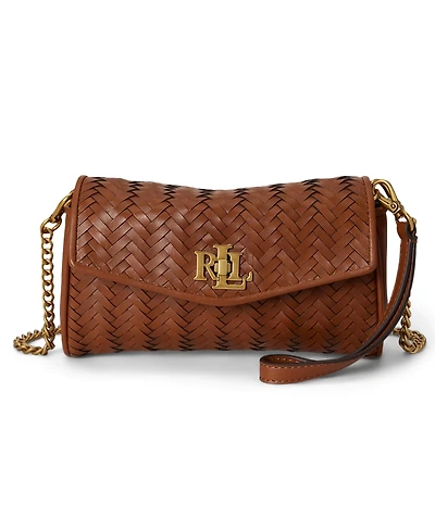 Lauren Ralph Lauren Tanner Woven Leather Mini Crossbody Handbag