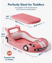 Qpau Inflatable Toddler Travel Bed with Side Rails, Portable Toddler Air Mattress for Camping and Travel, Hand Pump Included