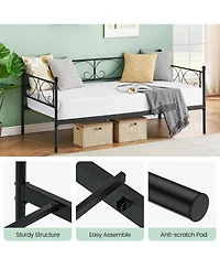 Homfan Metal Daybed Frame with Curved Flower Design, Slat Support, Underbed Storage, No Box Spring Needed
