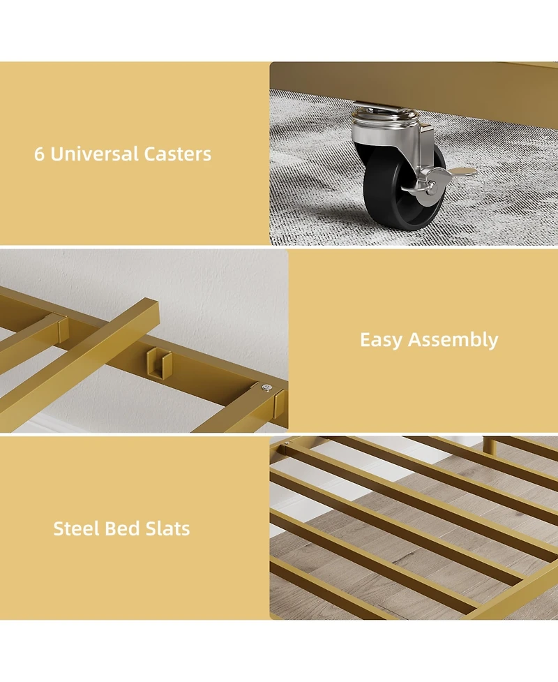 Homfan Metal Daybed Frame with Curved Flower Design, Metal Slat Support, Underbed Storage, No Box Spring Needed