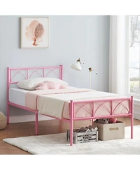 Homfan Metal Bed Frame with Headboard and Footboard, Platform Bed with Underbed Storage, No Box Spring Needed, Easy Assembly