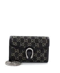 Pre-Owned Gucci Small Dionysus Chain Wallet Gg Denim