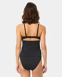 CeCe Women's Covered-Button Over-The-Shoulder Tankini Top