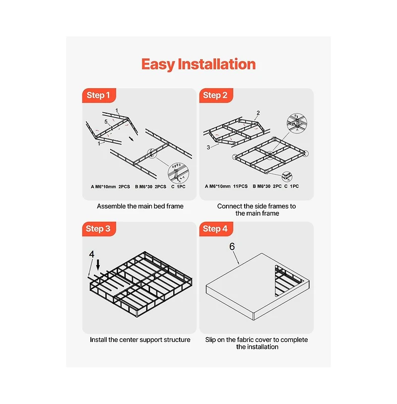 Sugift Queen Box Spring Mattress Foundation Heavy Duty Metal Bed Frame 9 Inch