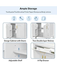 Sillysis Double Sink Bathroom Vanity, Solid Wood Cabinet, Ceramic Top, Soft Close Doors and Storage for Modern Homes