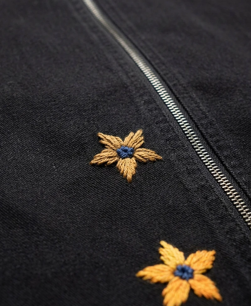 Modenaire Men's Embroidered Contrast-Trim Zip-Front Jacket