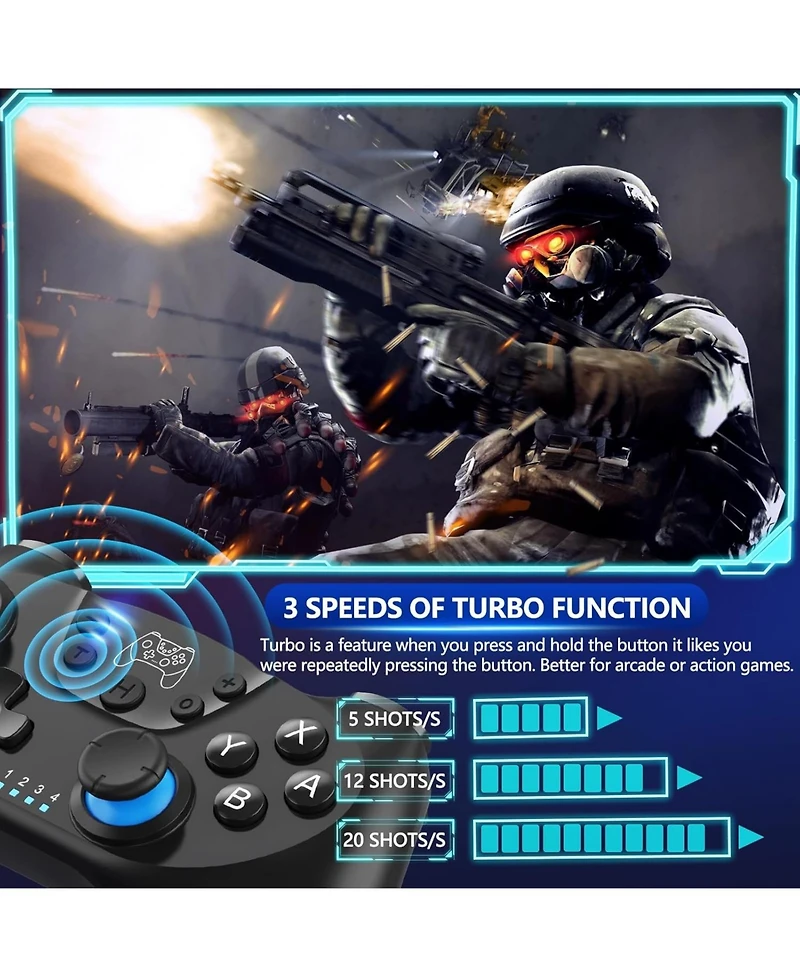 ECHTPeak Upgraded Switch Controller, Wireless Pro Controller for Switch 2/Lite/Oled, Bluetooth Remote Gamepad with Hall Effect Joystick, 6-Axis Gyro
