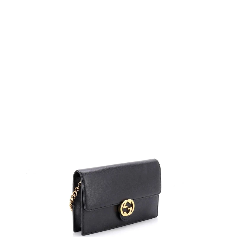Pre-Owned Gucci Interlocking Wallet on Chain Leather