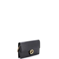 Pre-Owned Gucci Interlocking Wallet on Chain Leather