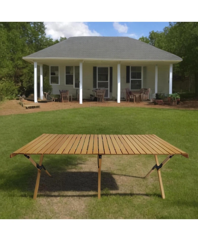 ECHTPeak 4FT Folding Camping Table, Roll Up Portable Camp Table, Low Collapsible Lightweight Aluminum Outdoor, for Camping, Picnic, Beach, Patio