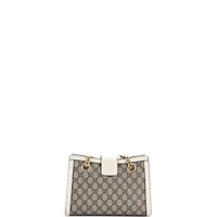 Pre-Owned Gucci Small Padlock Chain Tote Gg Coated Canvas with Leather
