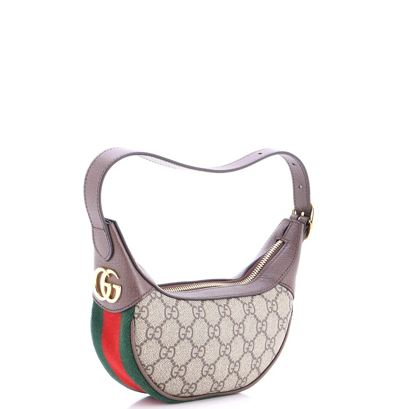 Pre-Owned Gucci Mini Ophidia Half Moon Bag Gg Coated Canvas