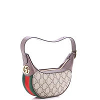 Pre-Owned Gucci Mini Ophidia Half Moon Bag Gg Coated Canvas