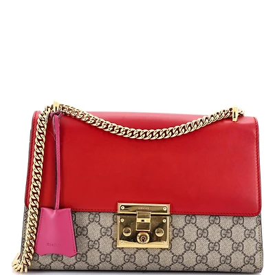Pre-Owned Gucci Medium Padlock Shoulder Bag Gg Coated Canvas and Leather