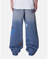 mnml Men's Ultra Baggy Fleur Patch Jeans