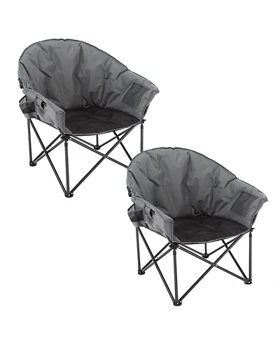 Arrowhead Outdoor 2-Pack Oversized Heavy-Duty Club Folding Padded Moon Camping Chair with Cup Holder and Carrying Bag, Supports 330 lbs