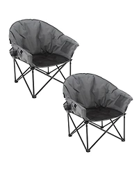 Arrowhead Outdoor 2-Pack Oversized Heavy-Duty Club Folding Padded Moon Camping Chair with Cup Holder and Carrying Bag, Supports 330 lbs