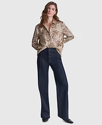 Dkny Jeans Women's Collared Long-Sleeve Blouse