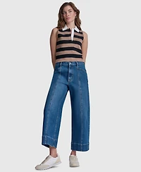 Dkny Jeans Women's Striped Sleeveless Polo Sweater