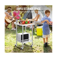 Sugift Stainless Steel Work Table 24x24x40 in Commercial Food Prep Table with Casters