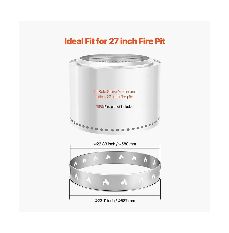 Sugift 27 inch Fire Pit Stand for Solo Stove Bonfire Smokeless Ring Base Stainless