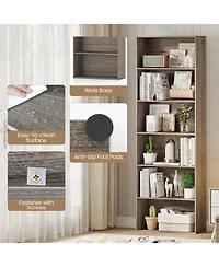 Gymax 2PCS 6-Tier Bookshelf w/Open Shelves Anti-Tipping Kits for Living Room Bedroom