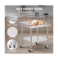 Sugift Stainless Steel Work Table 24x28x30 in Commercial Prep Table 3-Sided Backsplash