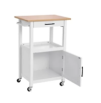 Sugift Kitchen Island Cart on Wheels Mobile Storage Cart Single Door Cabinet Drawer