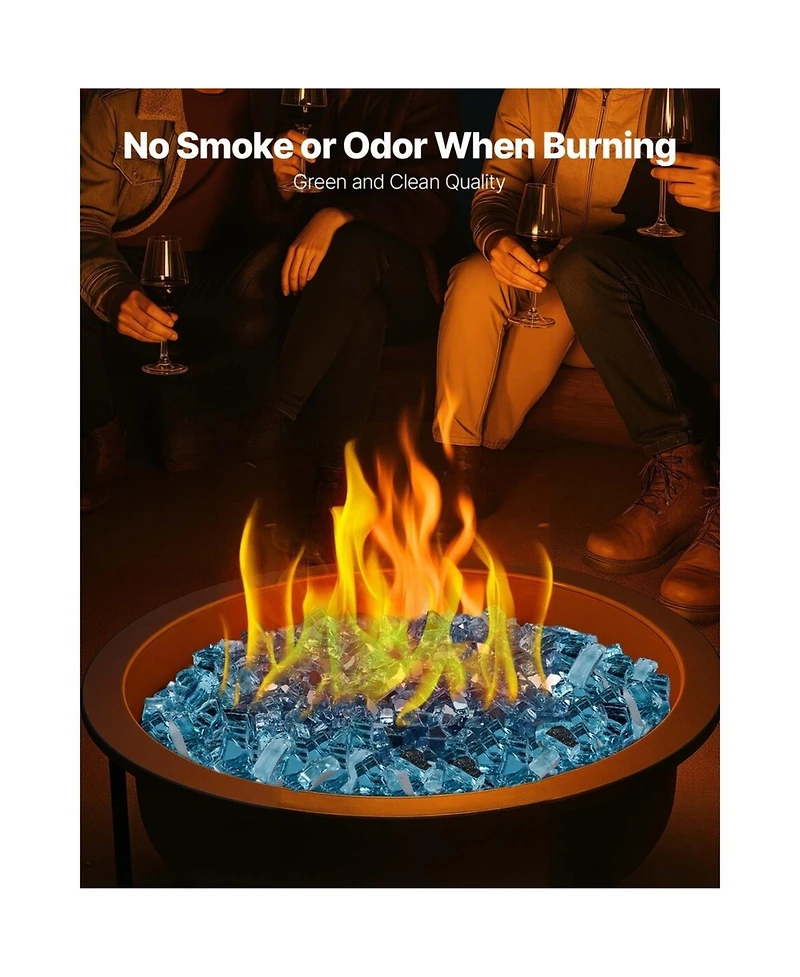 Sugift Fire Pit Glass 10 lbs Aqua 1/2 in Reflective Tempered Fireplace Rocks